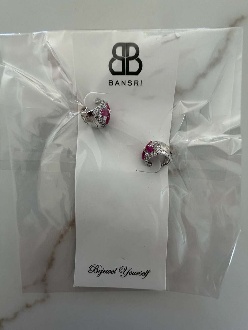 Bansri Ruby And Crystal Pave Huggie Hoop Earrings